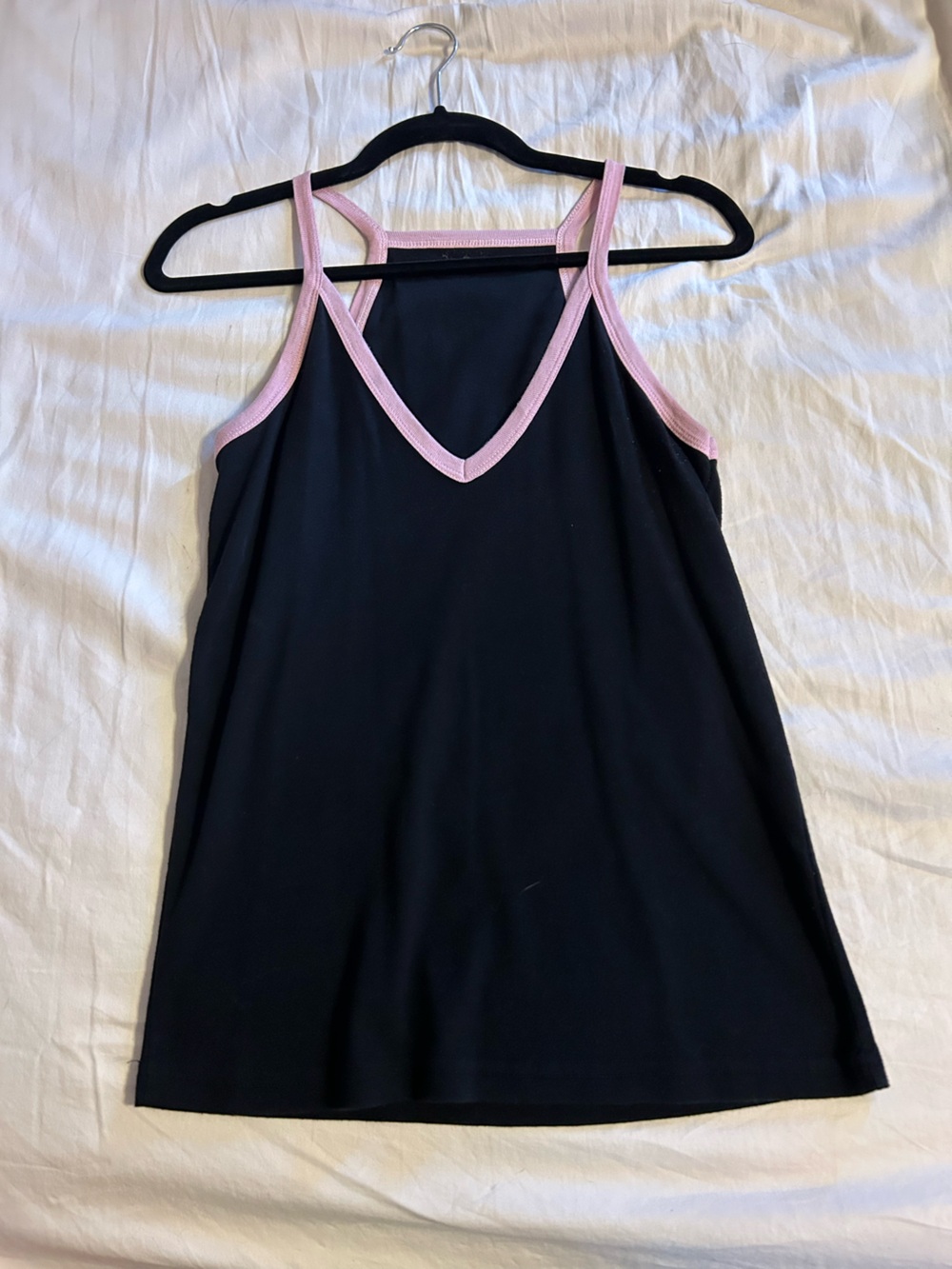 pink & black tank top